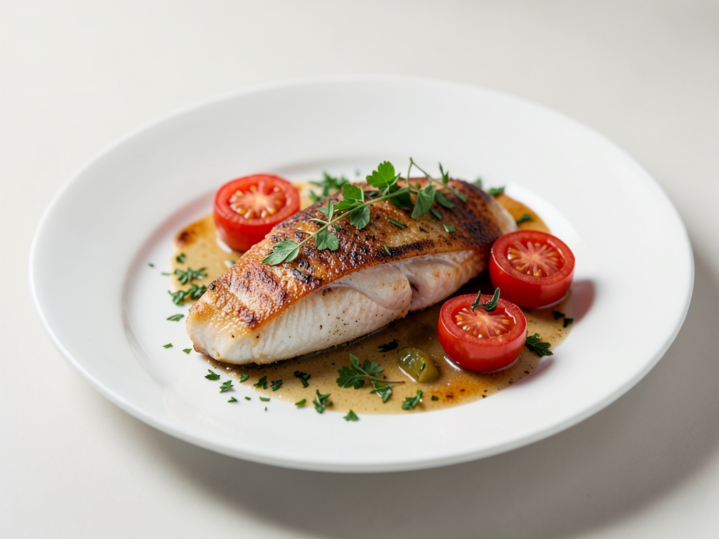 Sanft gegarter Fisch mit Kräutern und Tomaten