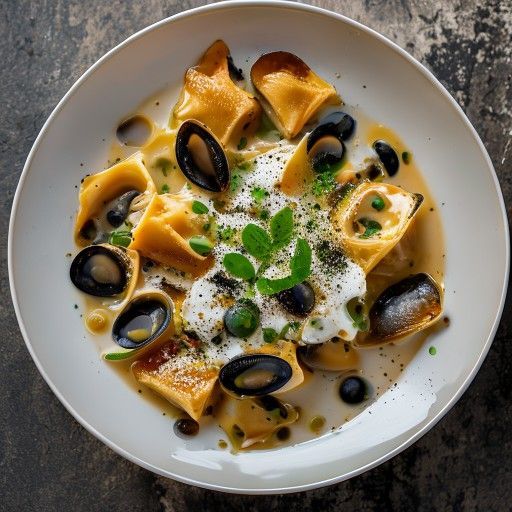 Ravioli di pesce con salsa alle vongole
