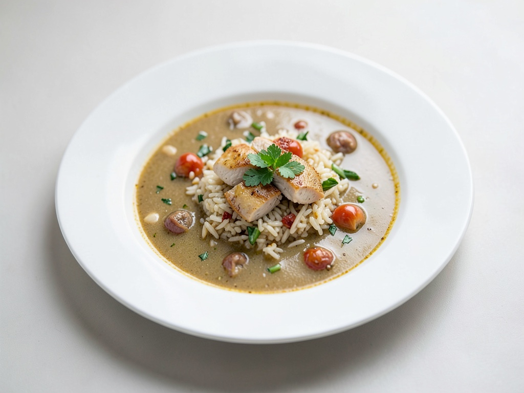 Sopa aromática de pescado y arroz