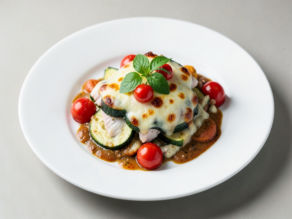 Ofen-Auflauf mit Kabeljau, Zucchini und Kirschtomaten