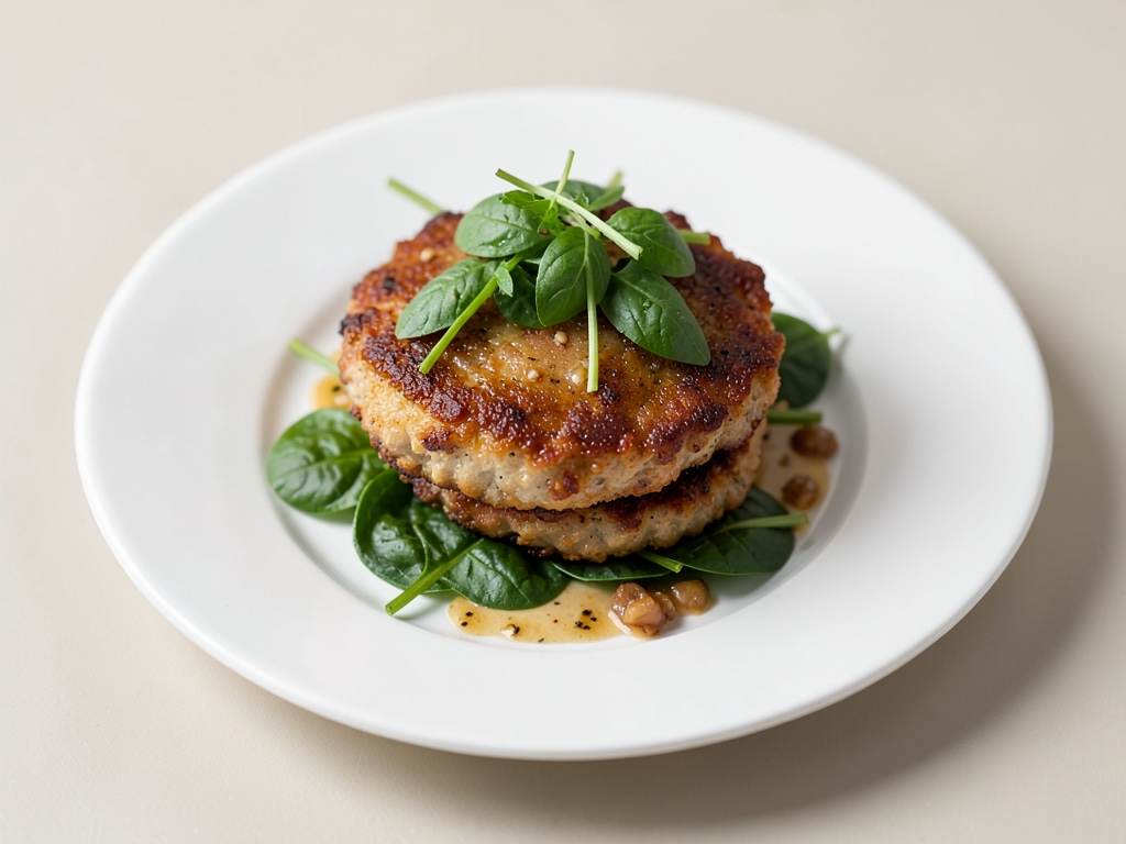Knusprige Fisch-Burger mit frischem Spinat