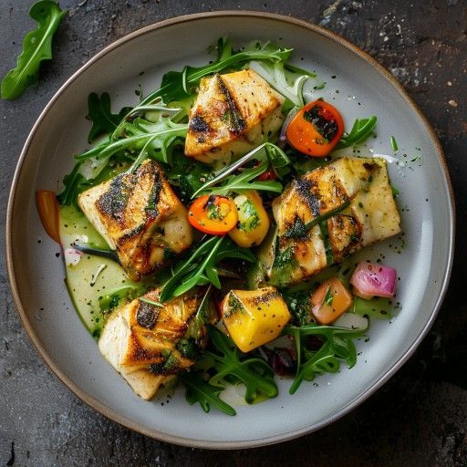 Filetti di pesce fritti con pesto cremoso di rucola
