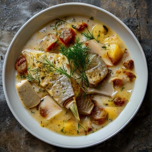 Gulasco di pesce cremoso con aneto