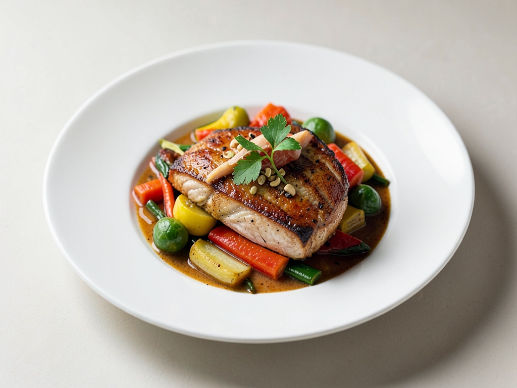 Sartén rápida de pescado y verduras