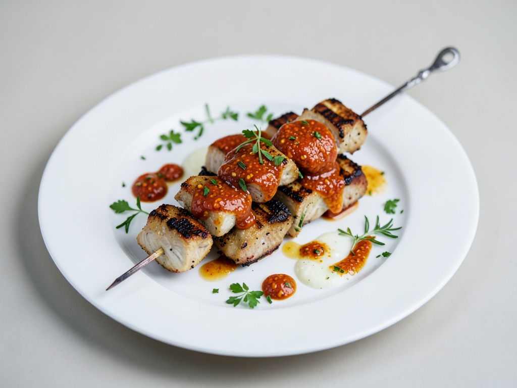 Spiedini di pesce fritti con salsa piccante al citronella e peperoncino