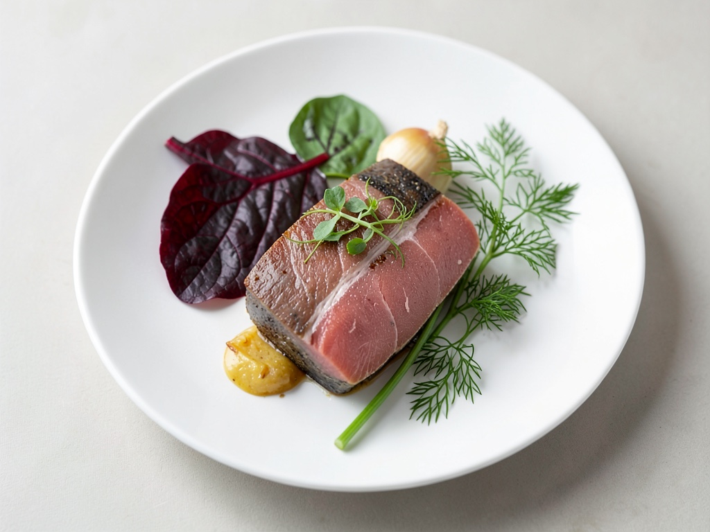 Tartar de salmón con hojas de remolacha