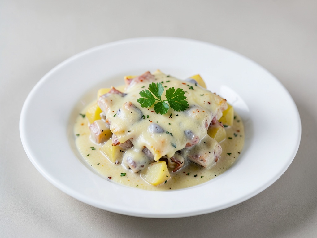 Gratin cremoso di pesce e patate