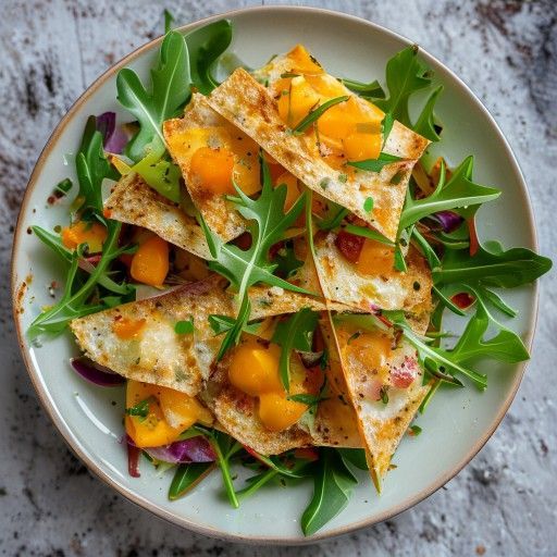 Tortillas croccanti al formaggio e rucola