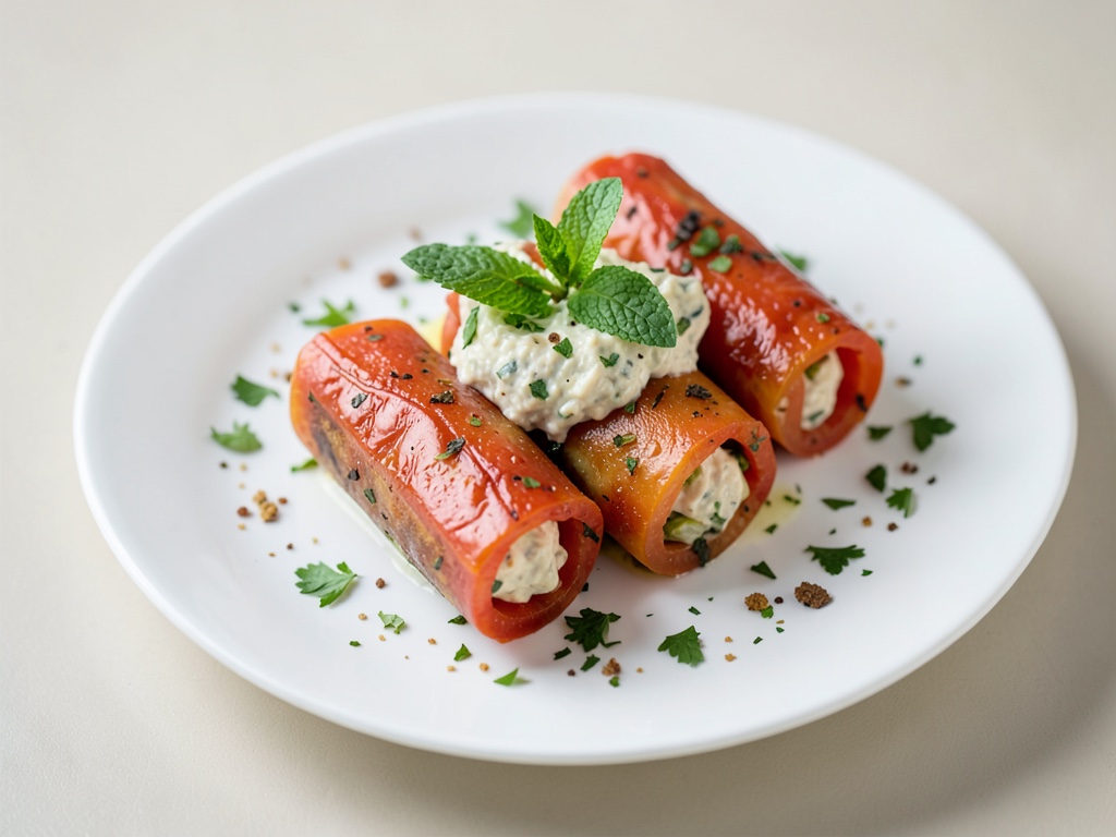 Rotelle di pomodori con salsa di menta e noci
