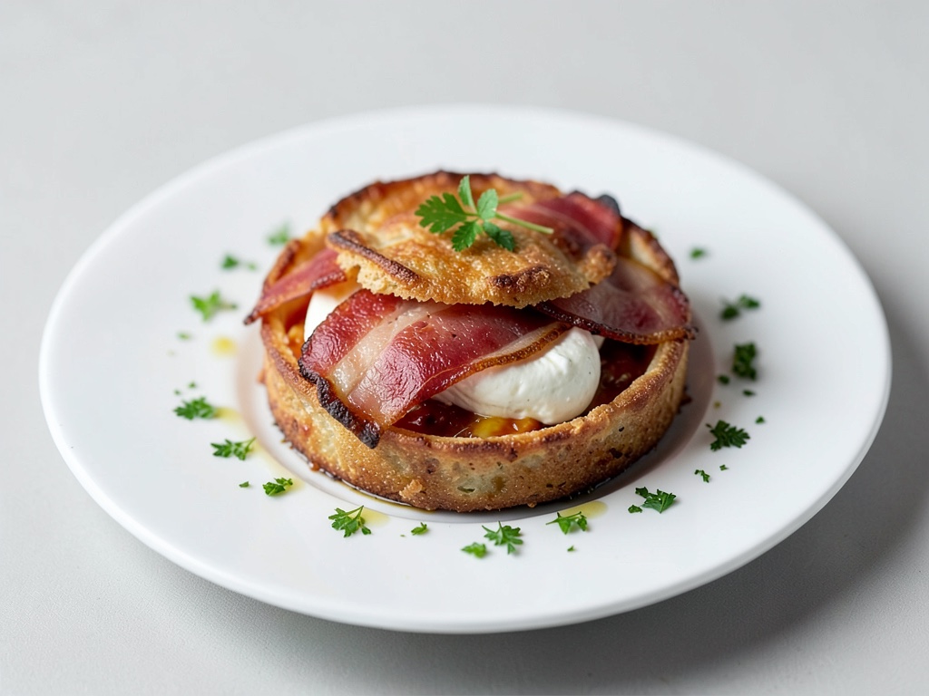 Torta fritta croccante con pancetta e Camembert