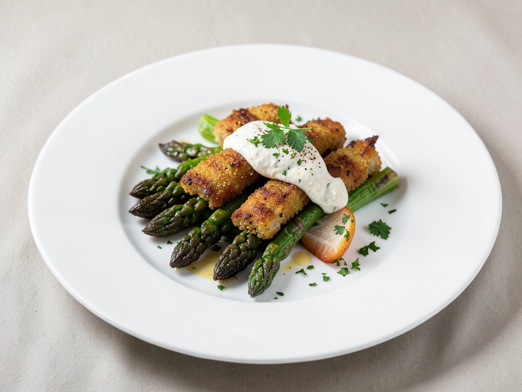 Krustige Spargel-Fleckerl mit Ziegenkäse