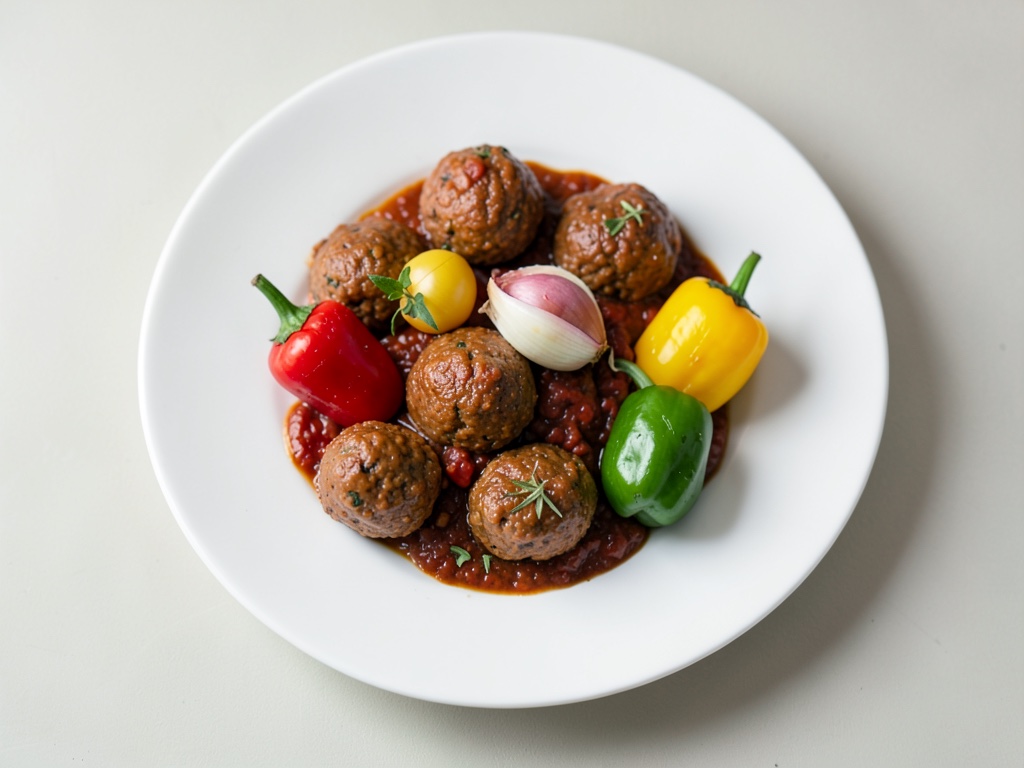 Polpette succulente in salsa di peperoni