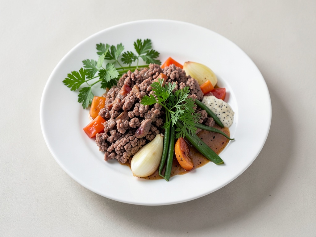 Polpette di carne alla griglia con verdure colorate