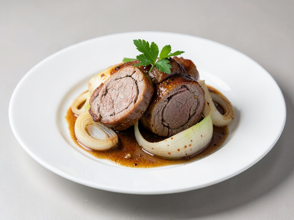 Rollitos de carne de cordero con cebollas