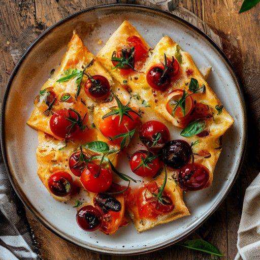 Focaccia con piccoli pomodori ripieni