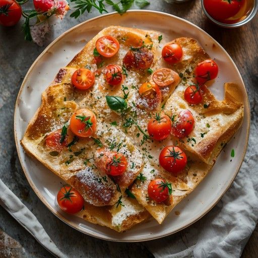 Focaccia croccante con pomodori freschi