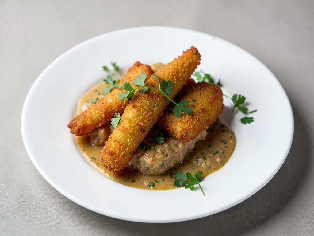 Fonduta di bastoncini di pesce con due salse