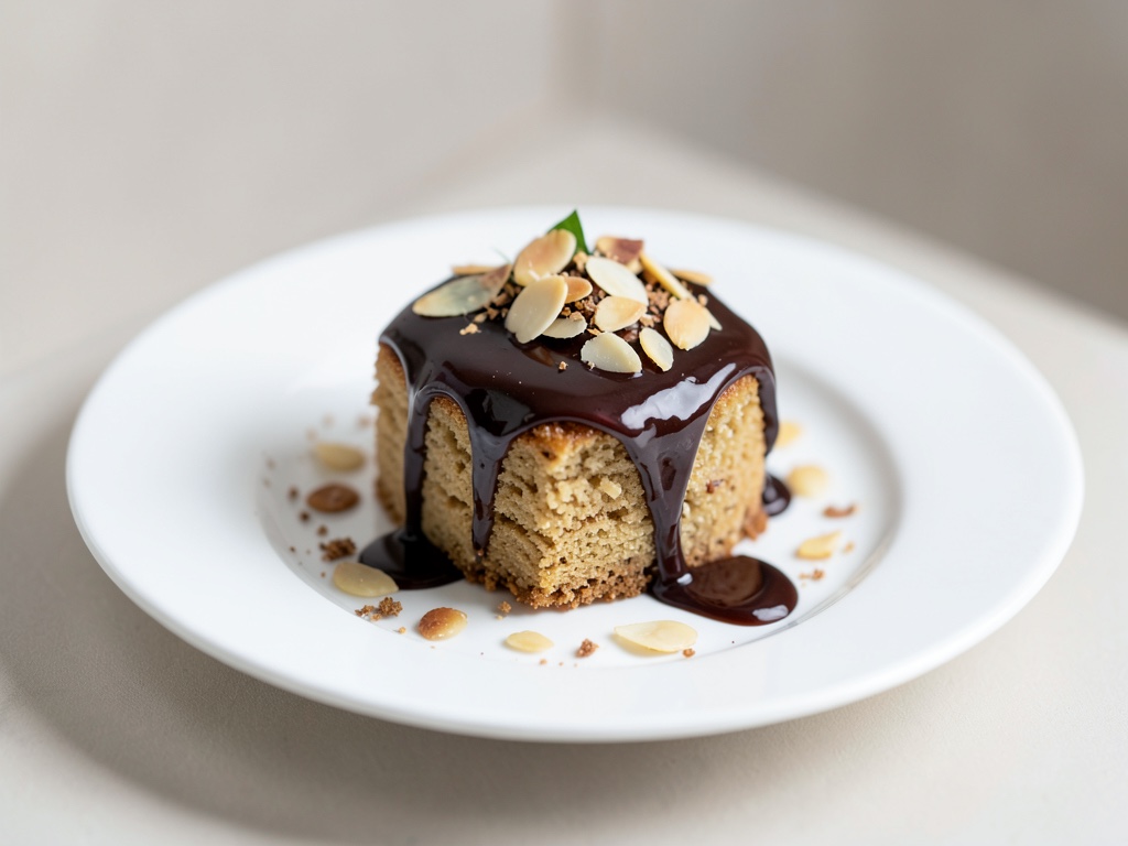 Französischer Mandel-Biskuit-Torte mit Schokoladenglasur