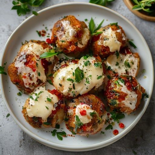 Kleine Fleischbällchen mit Tomate und Mozzarella