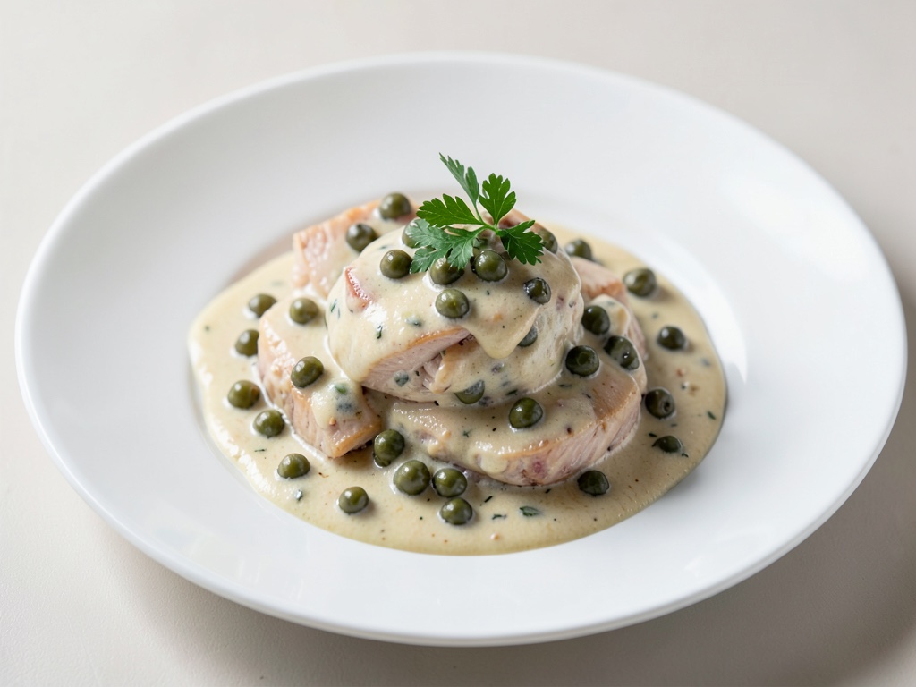 Fricassé di pollo cremoso con capperi