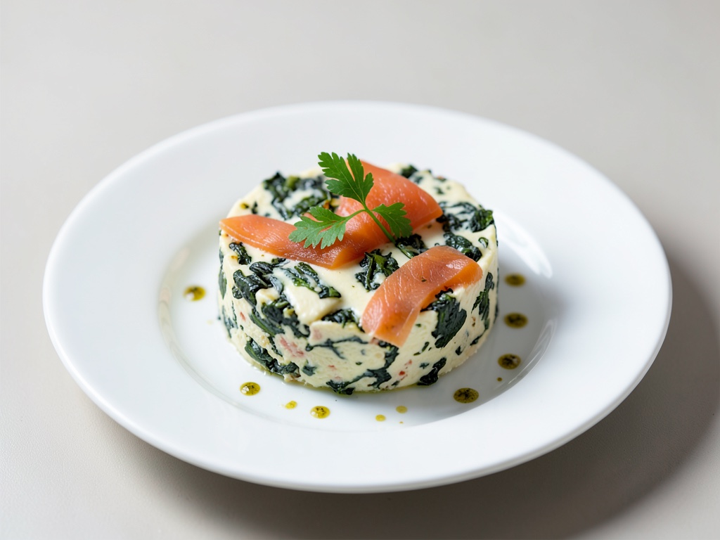 Terrina di formaggio fresco agli spinaci con salmone affumicato