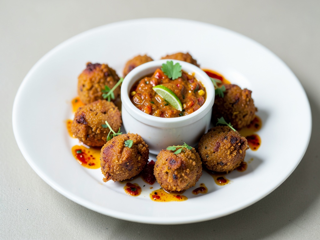 Polpette di gamberi croccanti con salsa piccante al lime e peperoncino