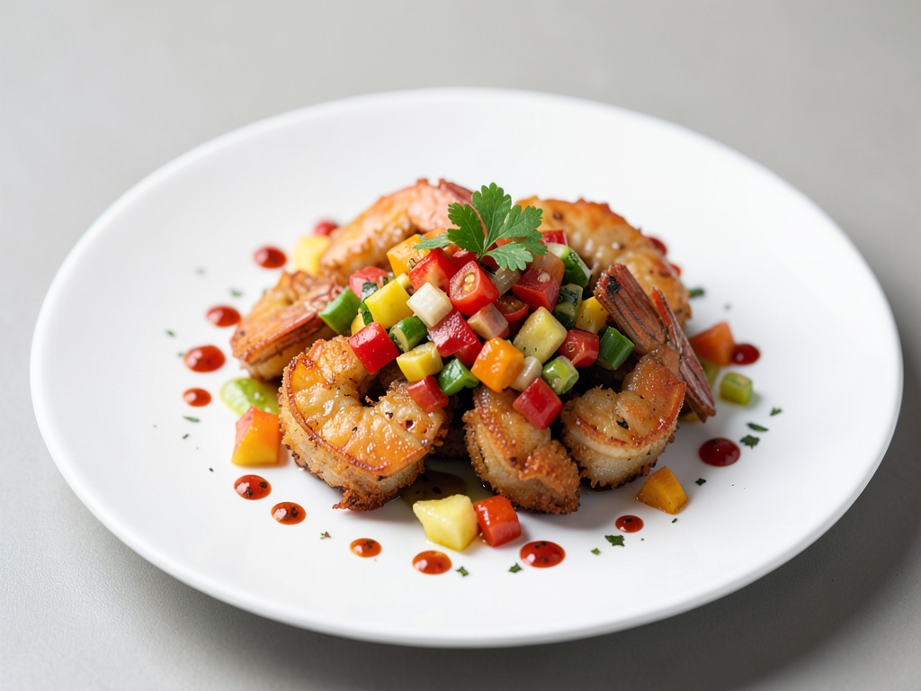 Gambas crujientes con salsa de piña y chile