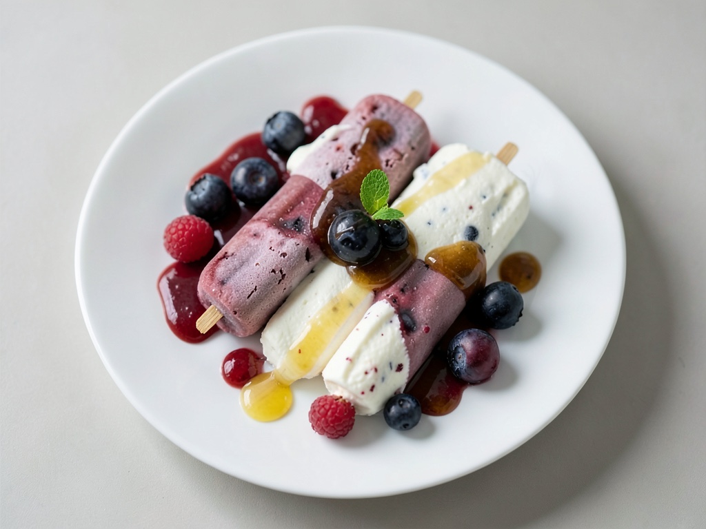 Einfache Beeren-Joghurt-Eis am Stiel