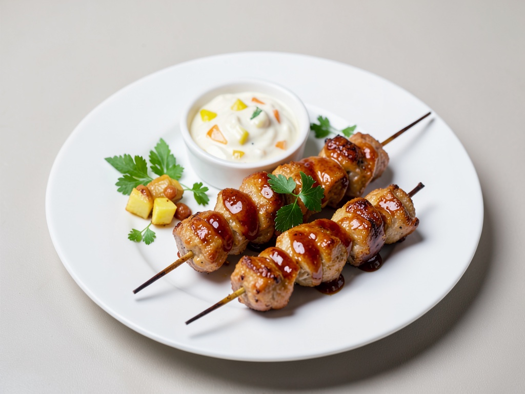 Spiedini di pollo agrodolce con dip all'ananas