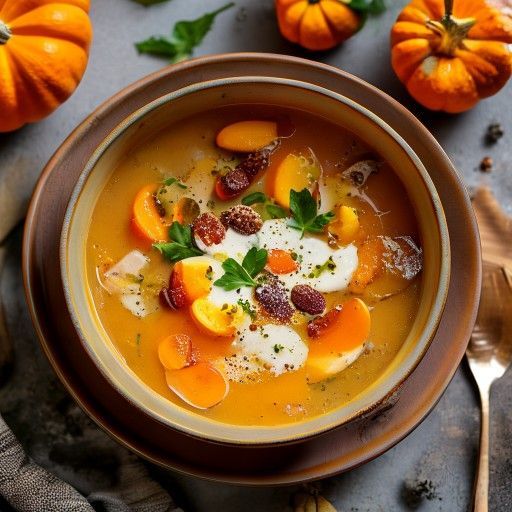 Zuppa di zucca dolce-acida nella zucca