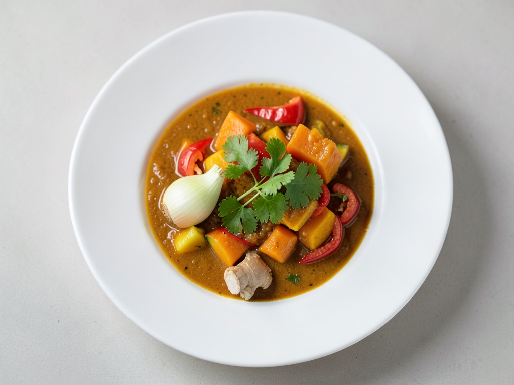 Zuppa di zucca dolce-acida con peperoncino e coriandolo