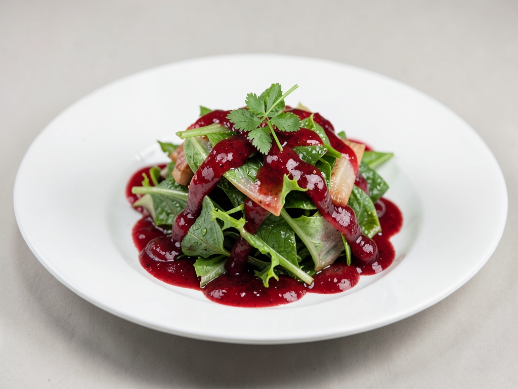 Ensalada de hojas frutal con aderezo de frambuesa