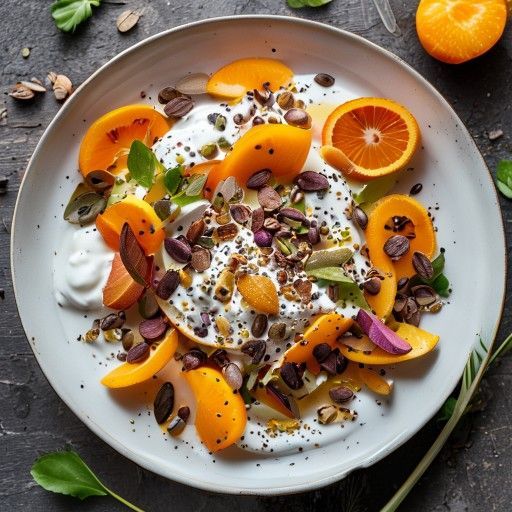 Insalata di cicoria fruttata con condimento allo yogurt e semi di zucca