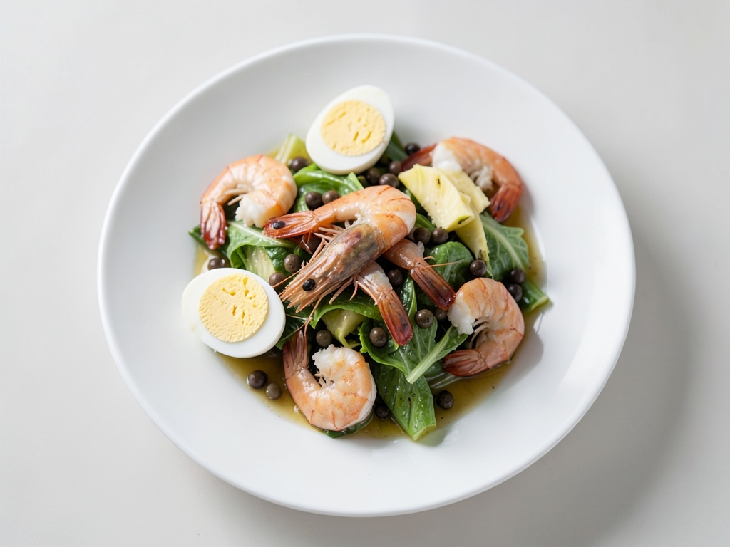 Salade de crevettes et d'œufs fruitée