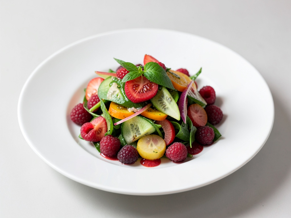 Salade de légumes fruitée aux framboises