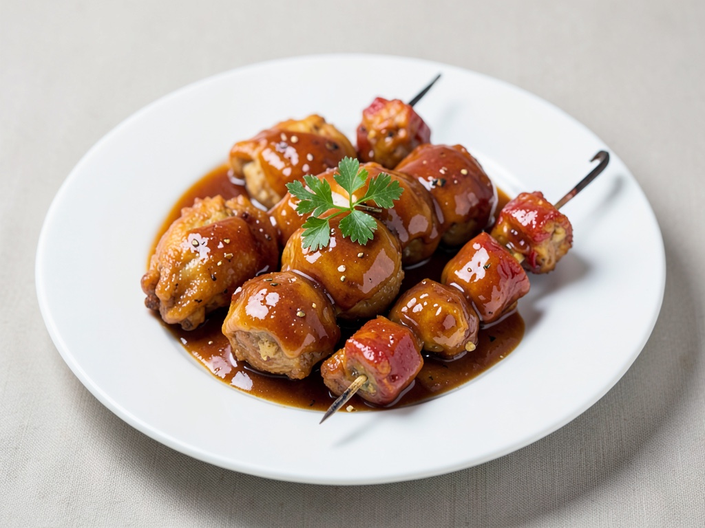 Süß-saure Hähnchen-Spieße mit Paprika