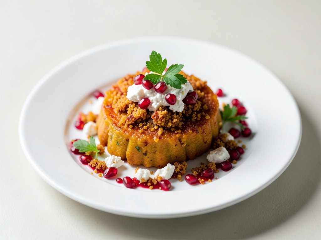 Zucca croccante con crunch di feta e melograno