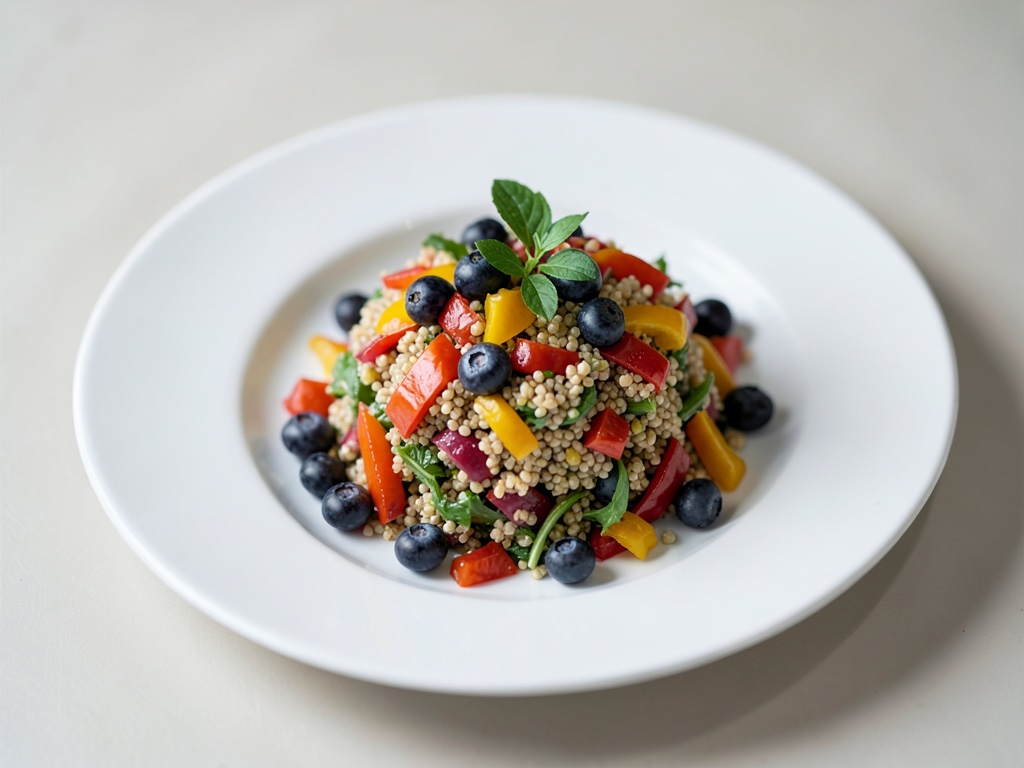 Insalata di quinoa fruttata con mirtilli e peperoni