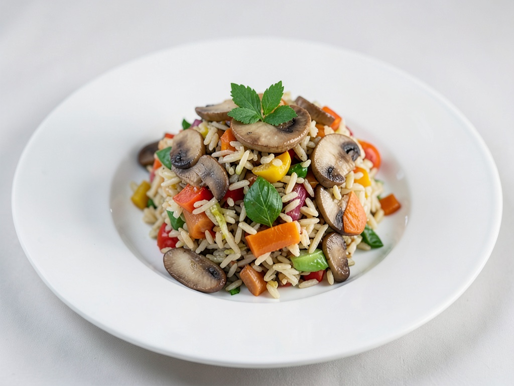 Insalata di riso fruttata con funghi champignon