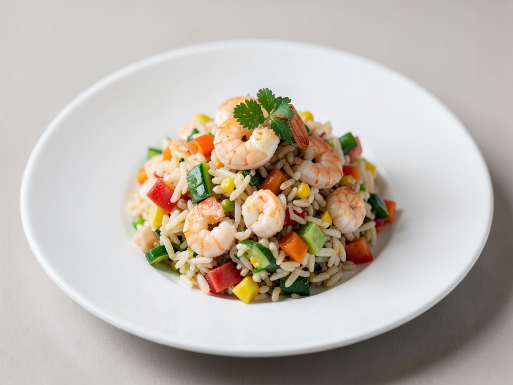 Insalata di riso fruttata con gamberi
