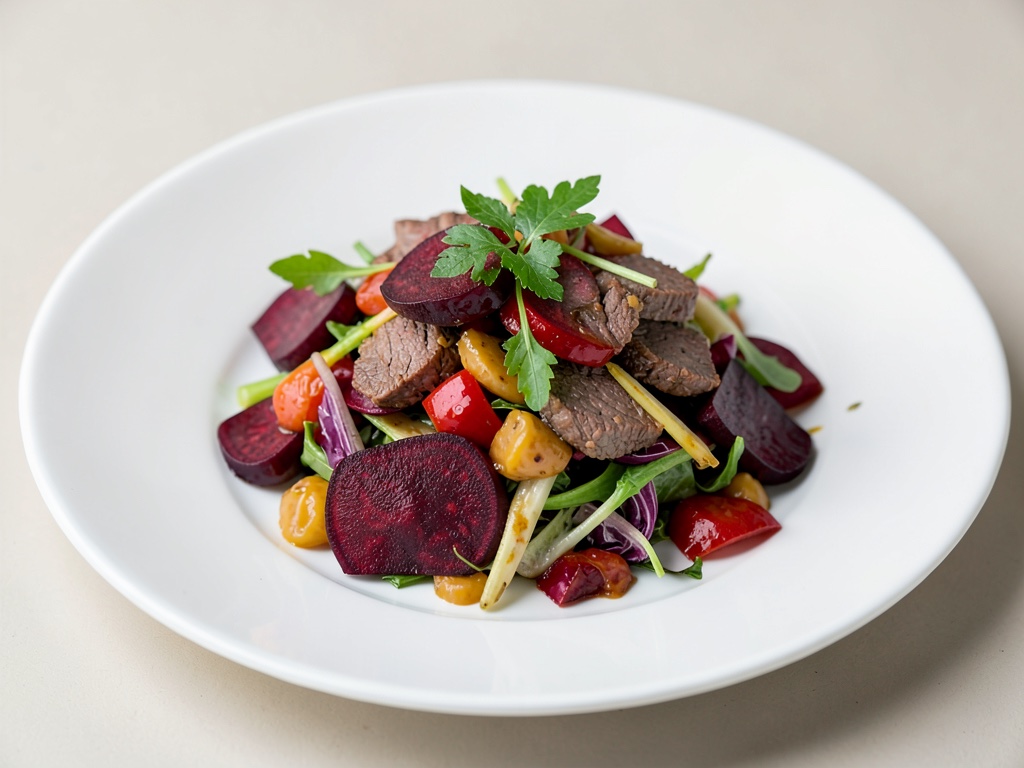 Insalata di manzo fruttata con barbabietola rossa
