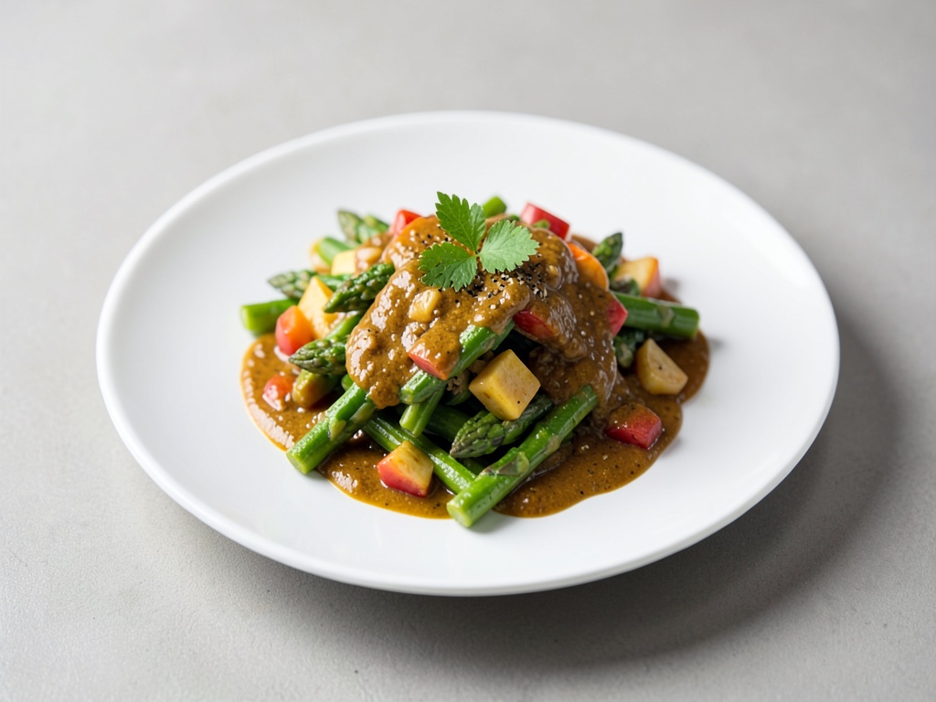 Insalata di asparagi fruttata con salsa al curry