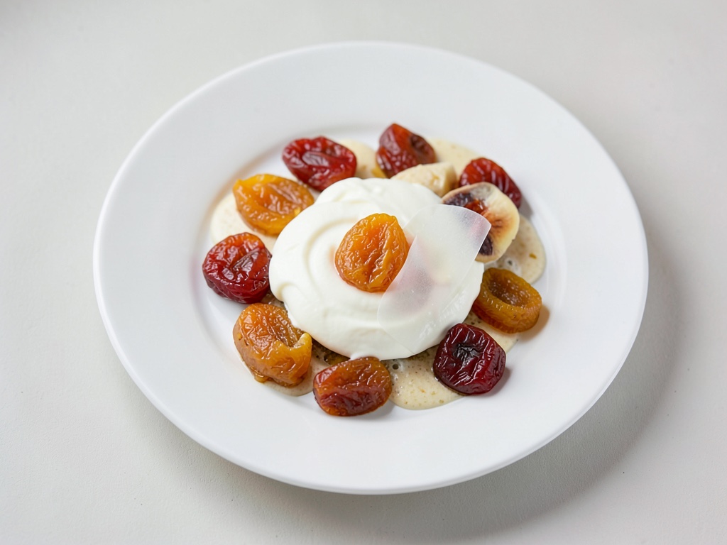 Purea di frutta con crema alla vaniglia
