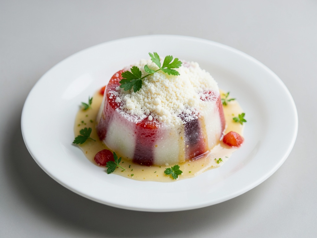 Gelée de fruits glacée avec nuage de quark aérien