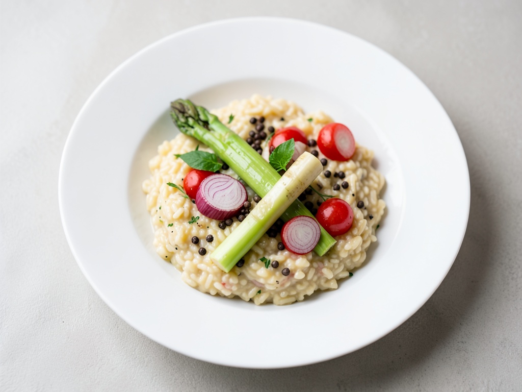 Risotto primaverile con asparagi verdi e ravanelli