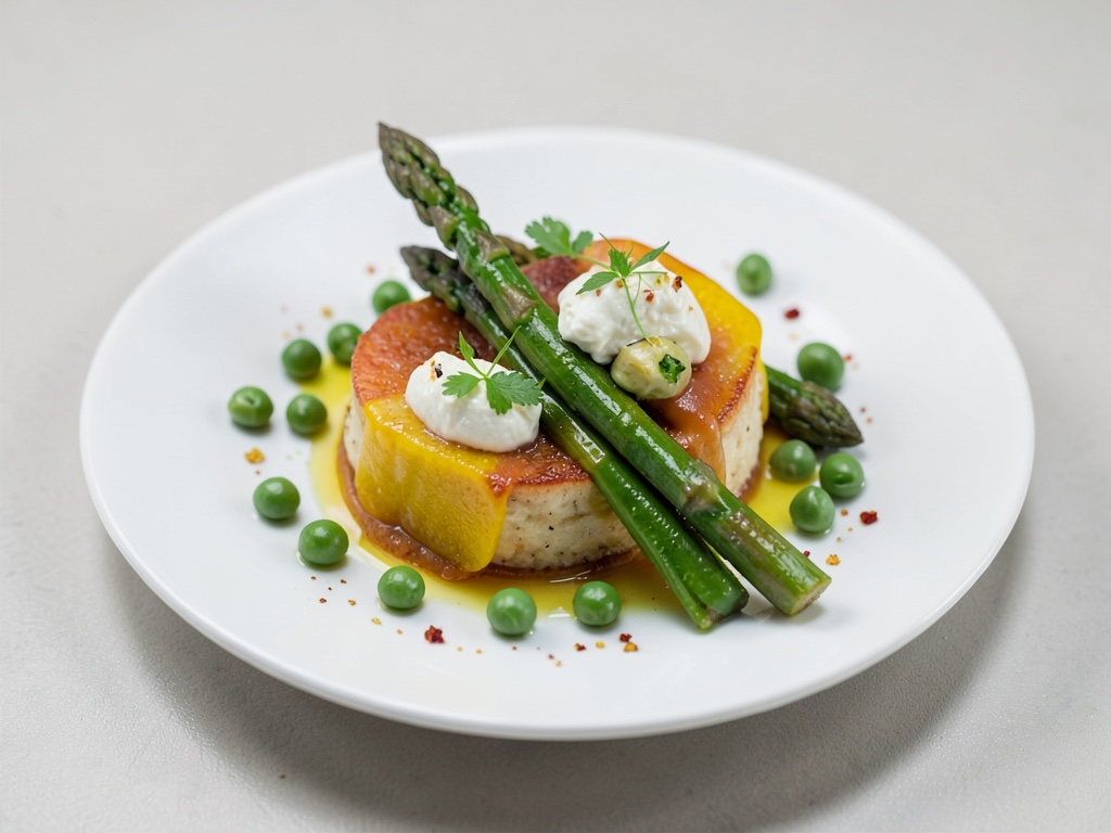 Tarte de printemps aux asperges, pois et fromage frais