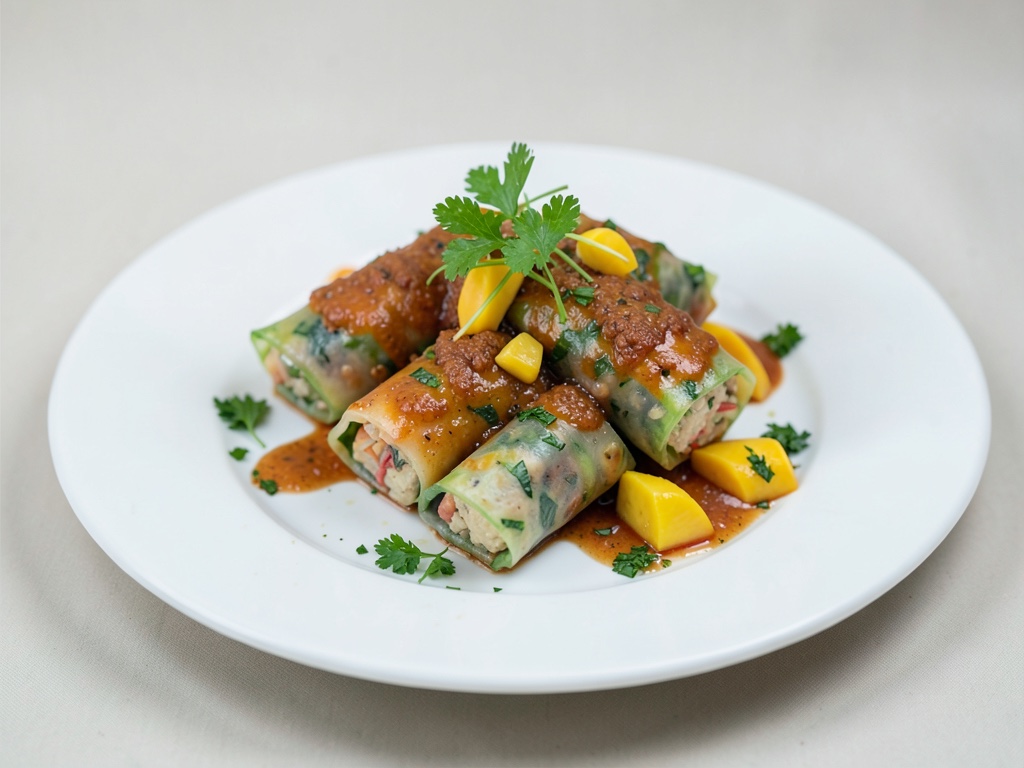 Roli di primavera vietnamiti con tofu e mango