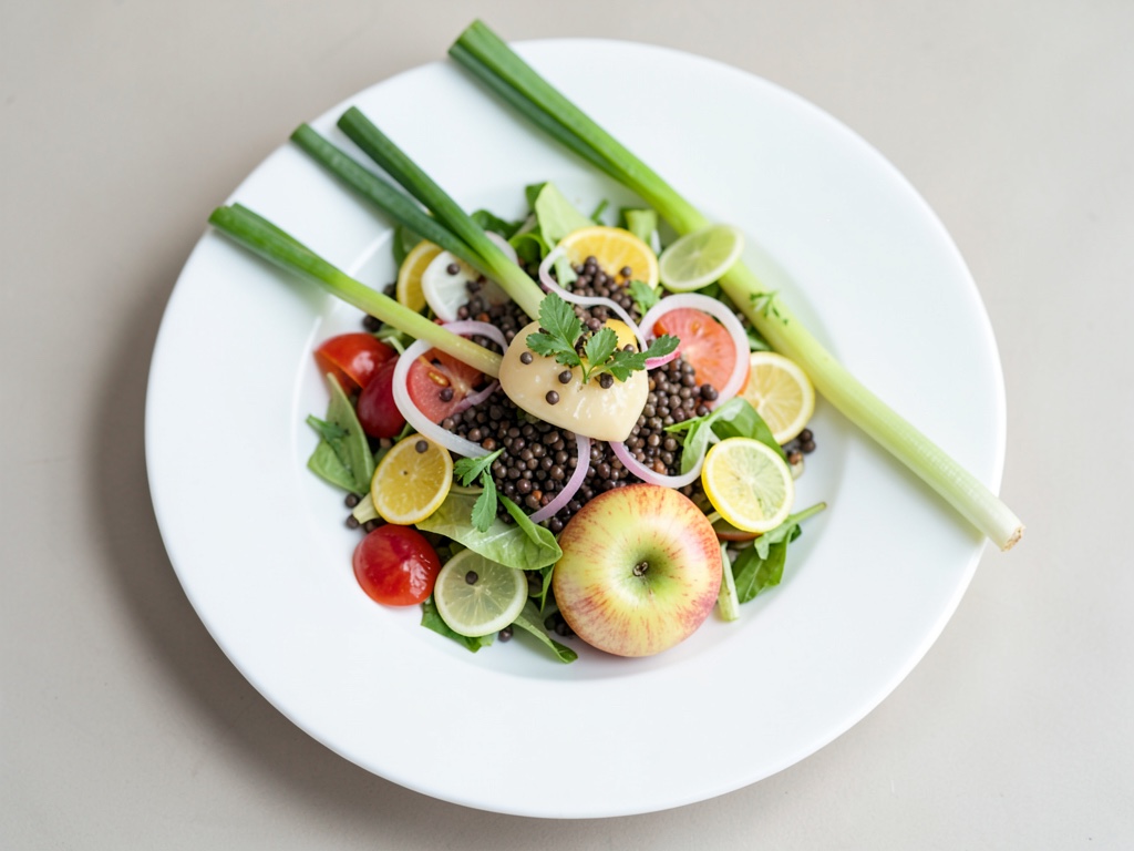 Insalata croccante di cipolline con crema di tofu e mela