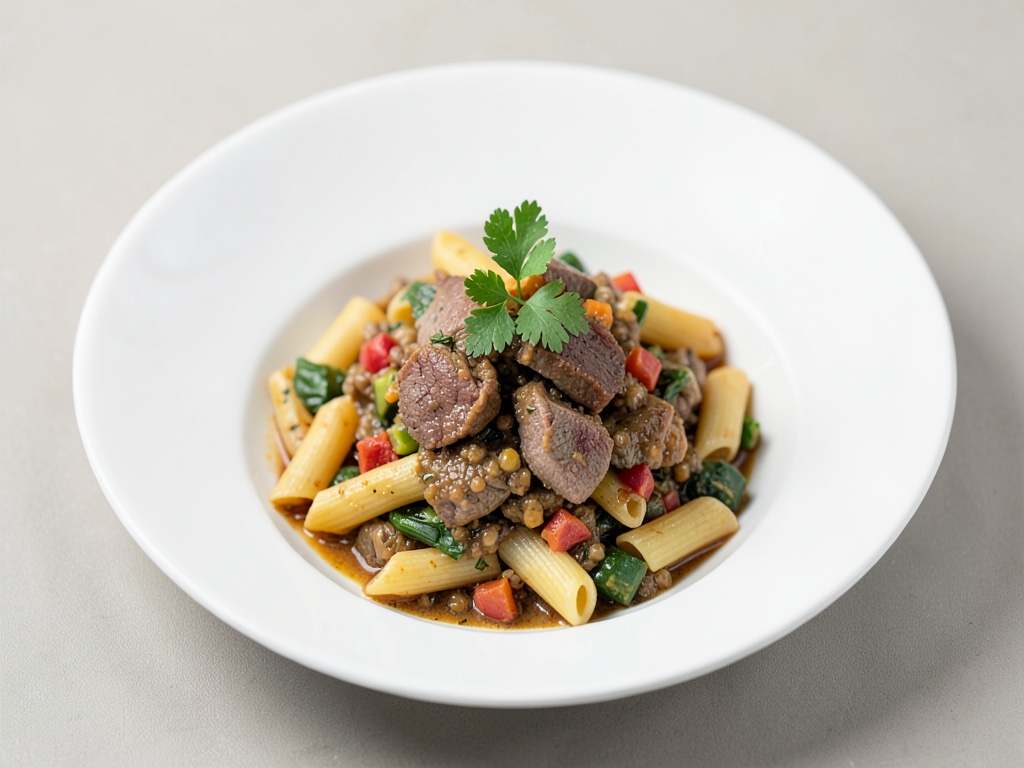Fusilli con ragù di agnello e verdure