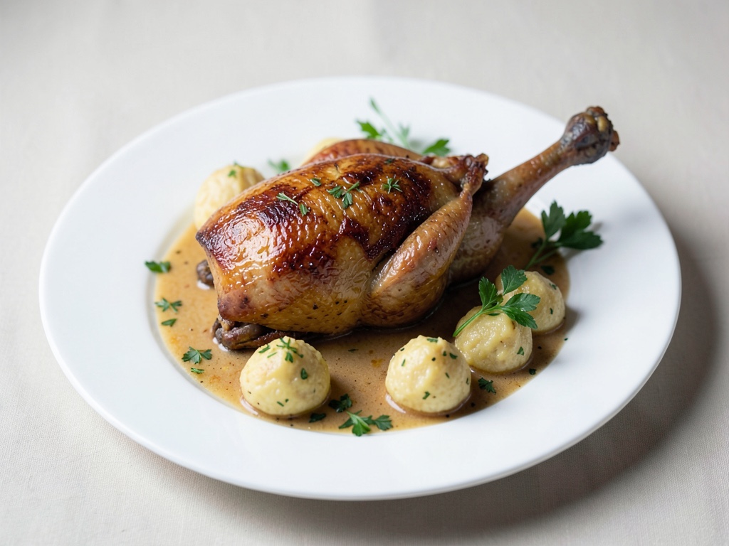 Anatra arrosto con gnocchi di patate fatti in casa